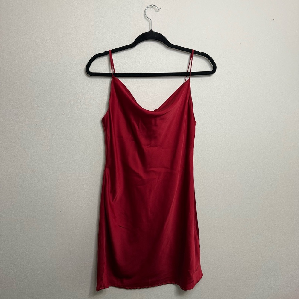 AKIRA Red Satin Slip Dress